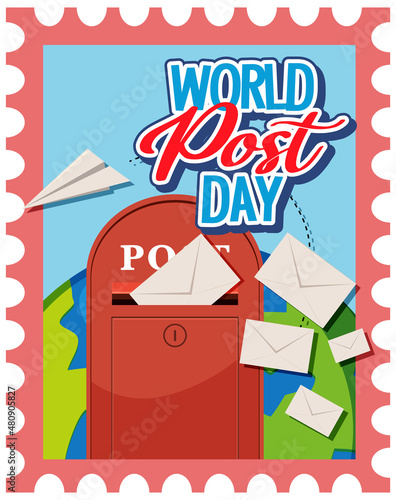 World Post Day banner with postbox and envelope photo