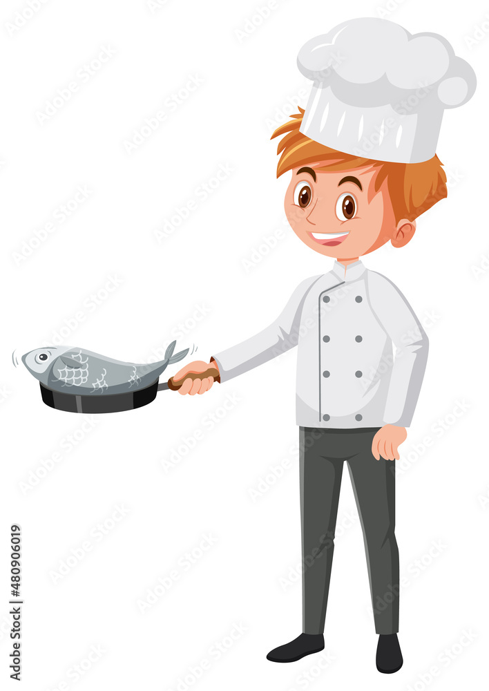 A professional chef cooking fish A professional chef cooking fish