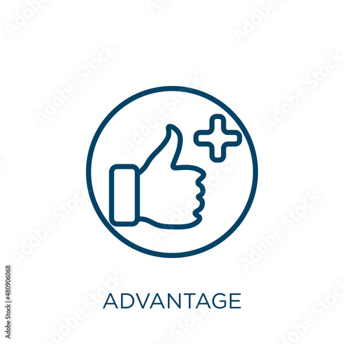 advantage icon. Thin linear advantage, business, competition outline icon isolated on white background. Line vector advantage sign, symbol for web and mobile