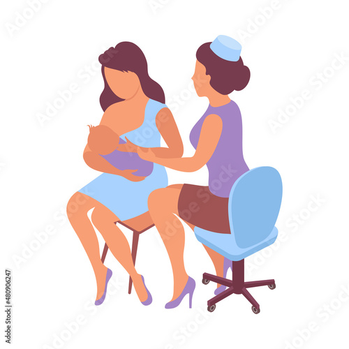 Breastfeeding Isometric Icon © Macrovector