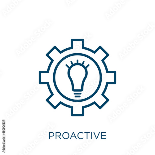 proactive icon. Thin linear proactive, assistance, emergency outline icon isolated on white background. Line vector proactive sign, symbol for web and mobile