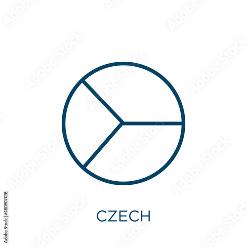 czech icon. Thin linear czech, travel, czech republic outline icon isolated on white background. Line vector czech sign, symbol for web and mobile