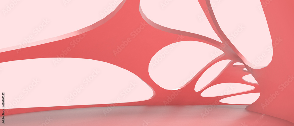 Abstract Background. Geometric Shape curve for banner and Digital design with Technology Concept on Red. copy space, banner, website -3d Rendering Abstract Background. Geometric Shape curve for banner and Digital design with Technology Concept on Red. copy space, banner, website -3d Rendering