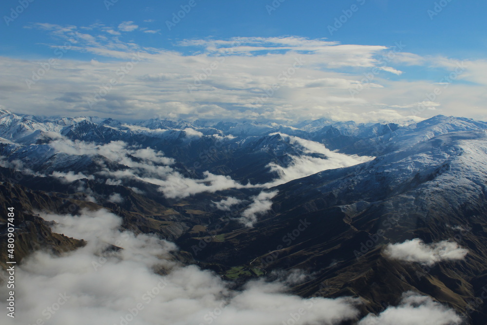 snow covered mountains in winter