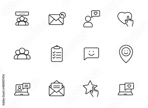 feedback line vector icons isolated on white. feedback outline icon set for web and ui design, mobile apps and print polygraphy