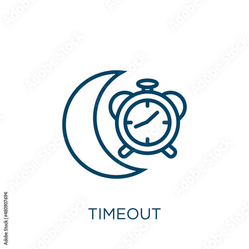 timeout icon. Thin linear timeout, second, countdown outline icon isolated on white background. Line vector timeout sign, symbol for web and mobile