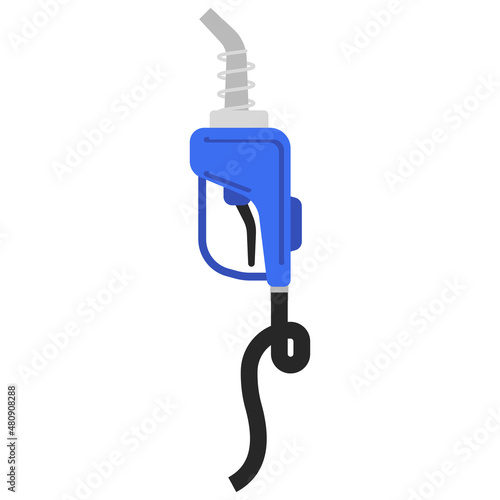 Blue fuel nozzle pump vector cartoon illustration isolated on a white background.