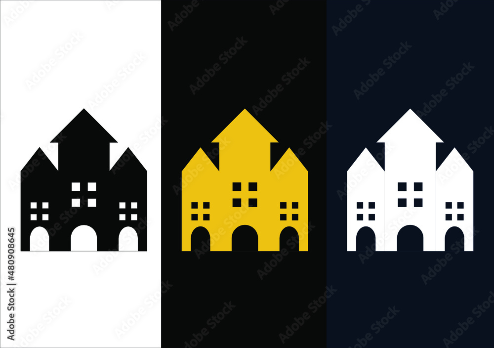 Spooky haunted house concept in vintage monochrome style isolated vector illustration
