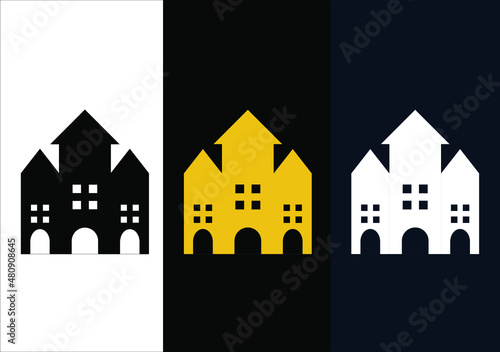 Spooky haunted house concept in vintage monochrome style isolated vector illustration