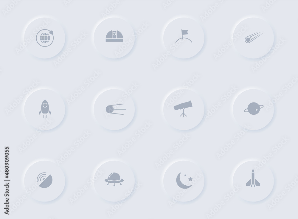 space gray vector icons on round rubber buttons. space icon set for web, mobile apps, ui design and promo business polygraphy space gray vector icons on round rubber buttons. space icon set for web, mobile apps, ui design and promo business polygraphy