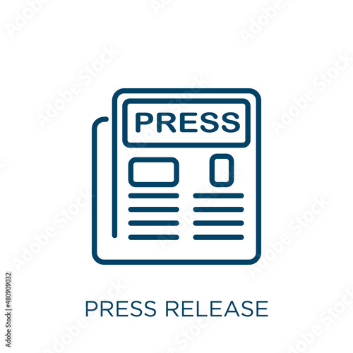 press release icon. Thin linear press release, release, media outline icon isolated on white background. Line vector press release sign, symbol for web and mobile