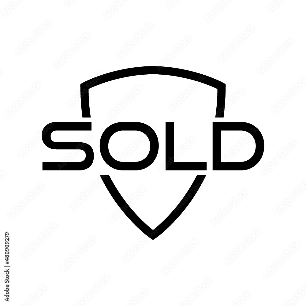 Shield with the text SOLD icon isolated on white background Shield with the text SOLD icon isolated on white background