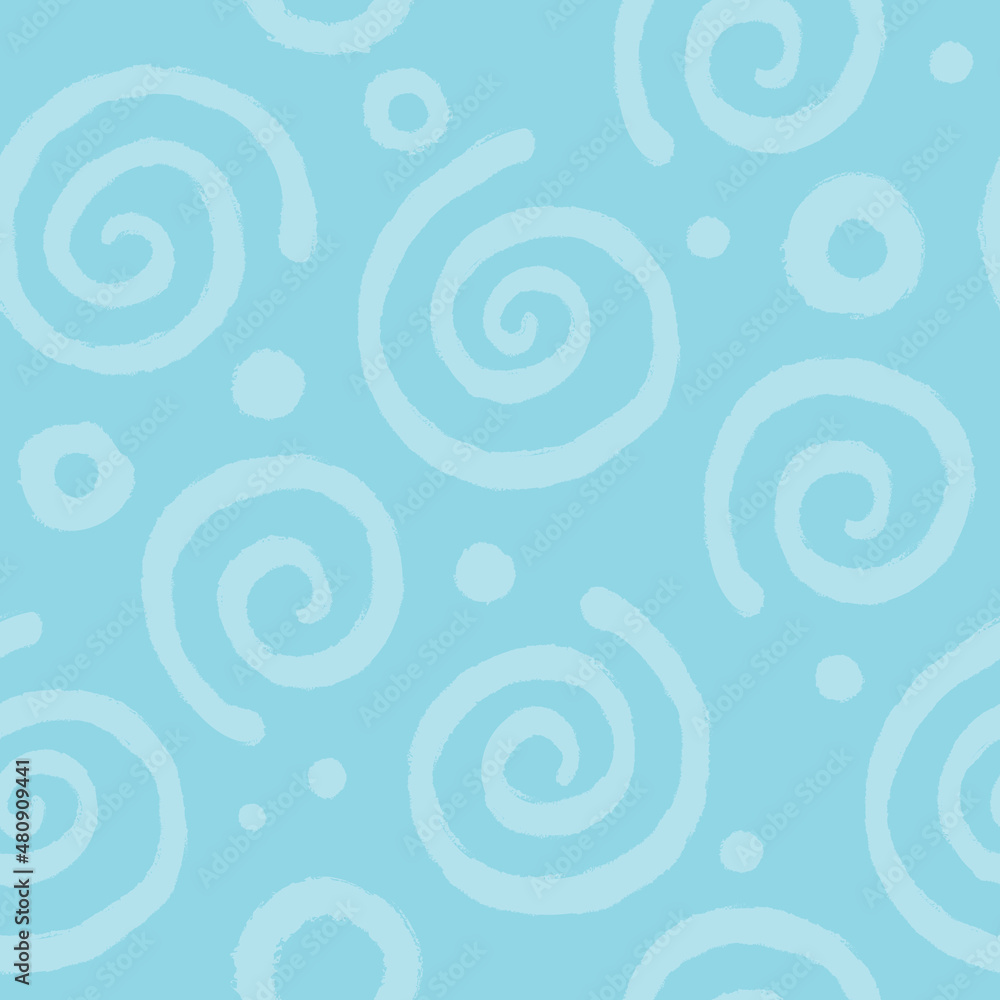 Simple seamless pattern with blue spirals.