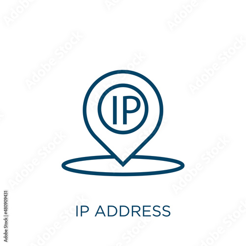 ip address icon. Thin linear ip address, ip, internet outline icon isolated on white background. Line vector ip address sign, symbol for web and mobile