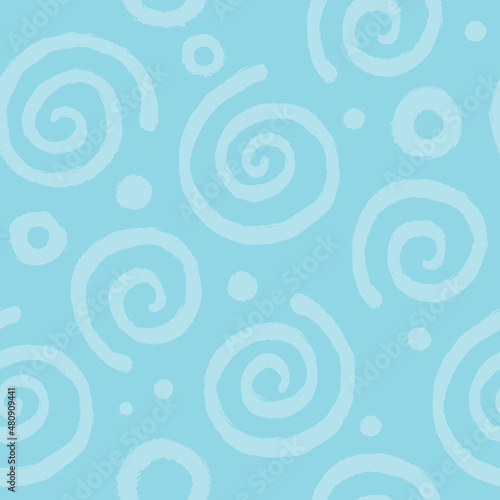 Simple seamless pattern with blue spirals.