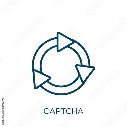 captcha icon. Thin linear captcha, protection, password outline icon isolated on white background. Line vector captcha sign, symbol for web and mobile photo