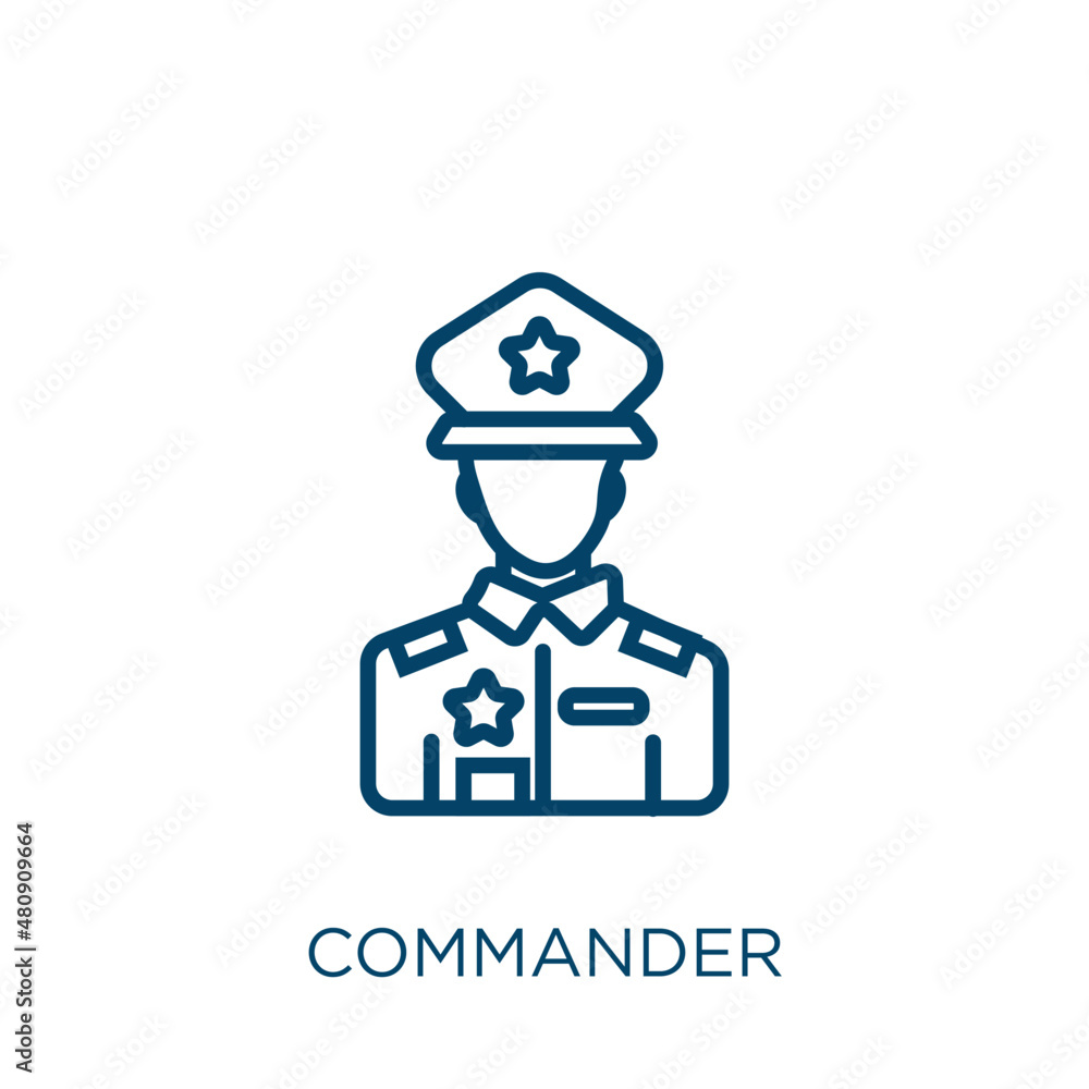 commander icon. Thin linear commander, technology, command outline icon isolated on white background. Line vector commander sign, symbol for web and mobile commander icon. Thin linear commander, technology, command outline icon isolated on white background. Line vector commander sign, symbol for web and mobile