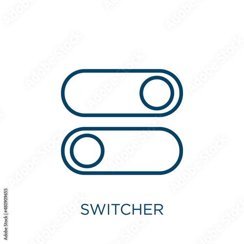switcher icon. Thin linear switcher, switch, control outline icon isolated on white background. Line vector switcher sign, symbol for web and mobile