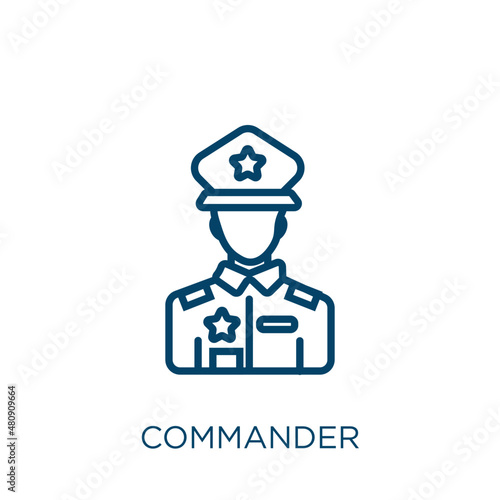 commander icon. Thin linear commander, technology, command outline icon isolated on white background. Line vector commander sign, symbol for web and mobile