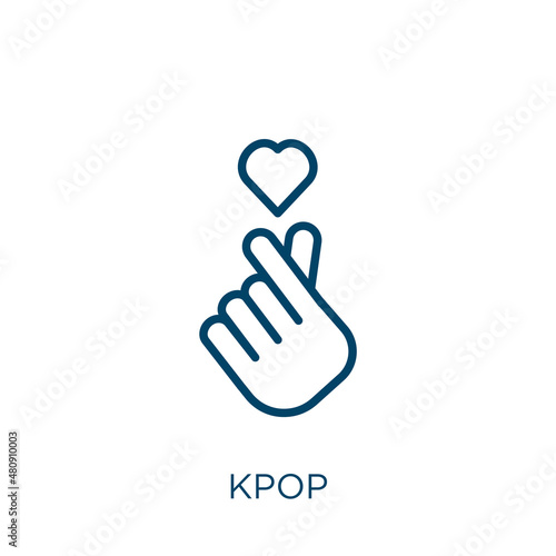 kpop icon. Thin linear kpop, music, pop outline icon isolated on white background. Line vector kpop sign, symbol for web and mobile photo