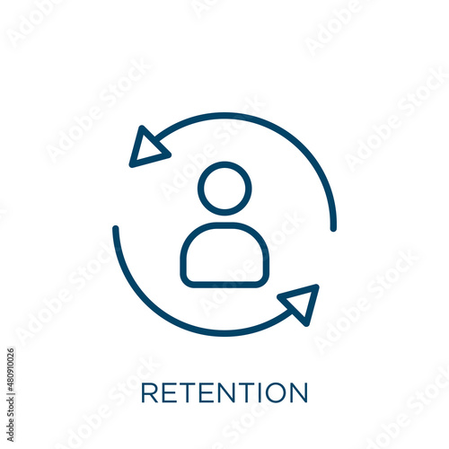 retention icon. Thin linear retention, service, communication outline icon isolated on white background. Line vector retention sign, symbol for web and mobile