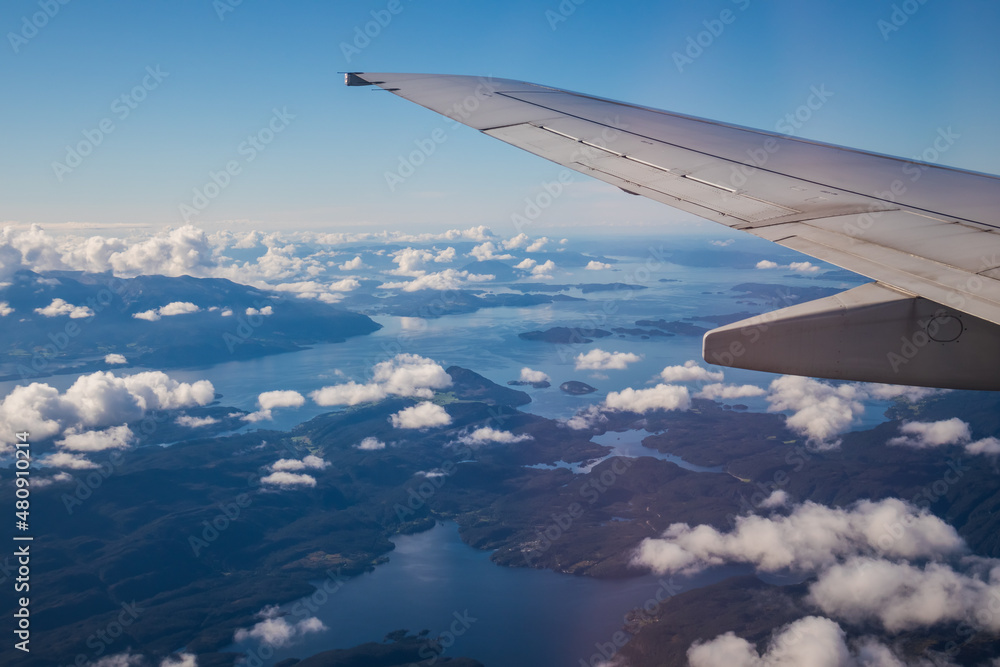 A beautiful viewa from abowe from the airplane window over the Norway. Travel photography of Northern Europe. A beautiful viewa from abowe from the airplane window over the Norway. Travel photography of Northern Europe.