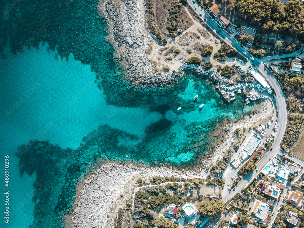 Aerial view of Leporano Marina, Province of Taranto, South Italy, Puglia.  Drone shot in Apulia of a beautiful port, harbor. Stock Photo | Adobe Stock