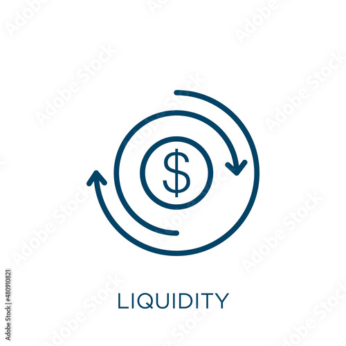 liquidity icon. Thin linear liquidity, liquid, natural outline icon isolated on white background. Line vector liquidity sign, symbol for web and mobile