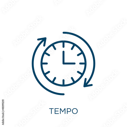 tempo icon. Thin linear tempo, technology, business outline icon isolated on white background. Line vector tempo sign, symbol for web and mobile