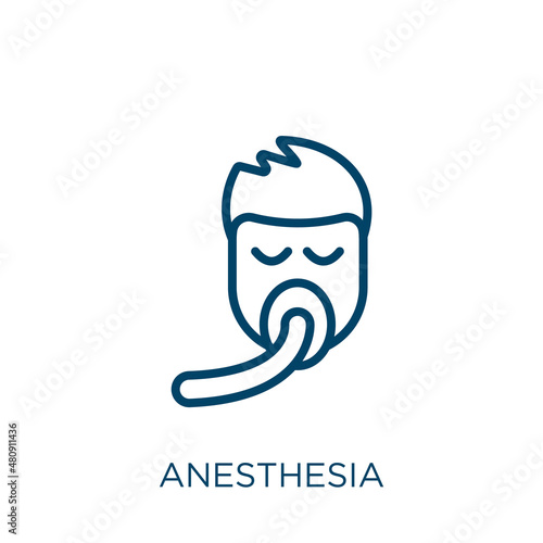 anesthesia icon. Thin linear anesthesia, care, medical outline icon isolated on white background. Line vector anesthesia sign, symbol for web and mobile