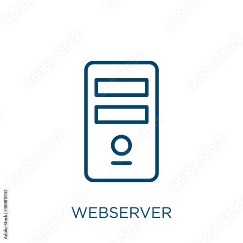 webserver icon. Thin linear webserver, cloud, hosting outline icon isolated on white background. Line vector webserver sign, symbol for web and mobile