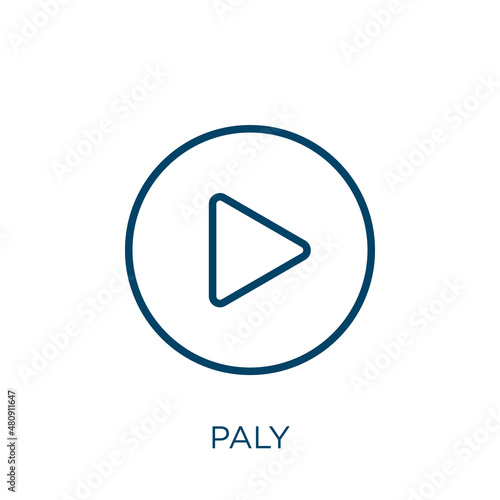 paly icon. Thin linear paly, play, arrow outline icon isolated on white background. Line vector paly sign, symbol for web and mobile photo