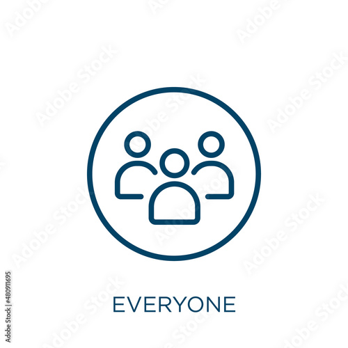 everyone icon. Thin linear everyone, people, card outline icon isolated on white background. Line vector everyone sign, symbol for web and mobile photo
