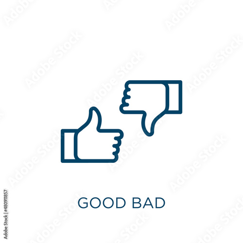 good bad icon. Thin linear good bad, bad, good outline icon isolated on white background. Line vector good bad sign, symbol for web and mobile