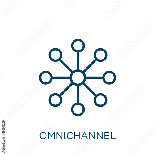 omnichannel icon. Thin linear omnichannel, business, multichannel outline icon isolated on white background. Line vector omnichannel sign, symbol for web and mobile photo