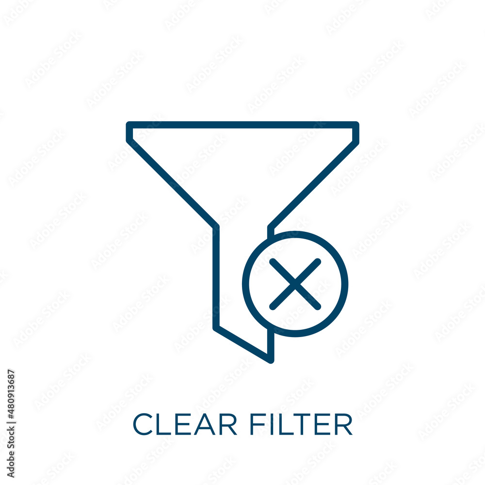 Clear Filter Icon Thin Linear Clear Filter Container Aqua Outline 