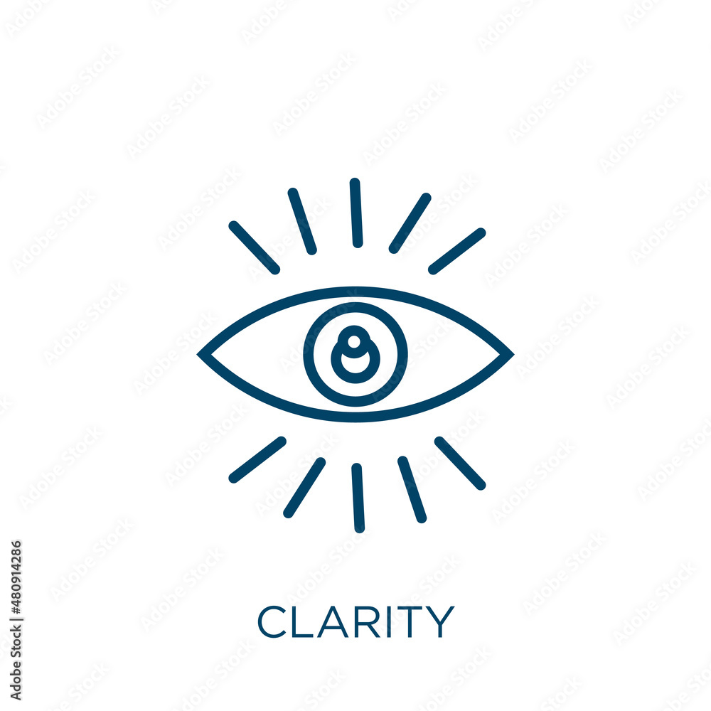 clarity icon. Thin linear clarity, simple, light outline icon isolated on  white background. Line vector clarity sign, symbol for web and mobile Stock  Vector