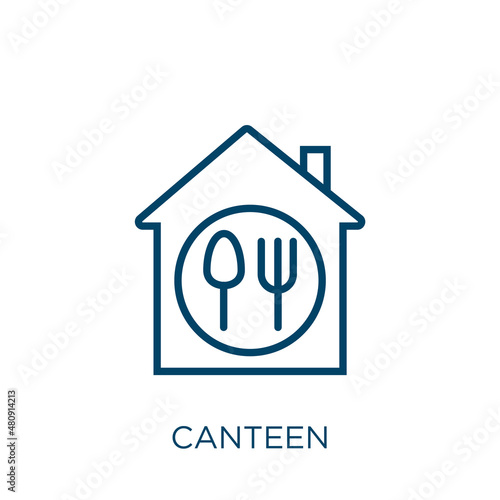 canteen icon. Thin linear canteen, restaurant, food outline icon isolated on white background. Line vector canteen sign, symbol for web and mobile