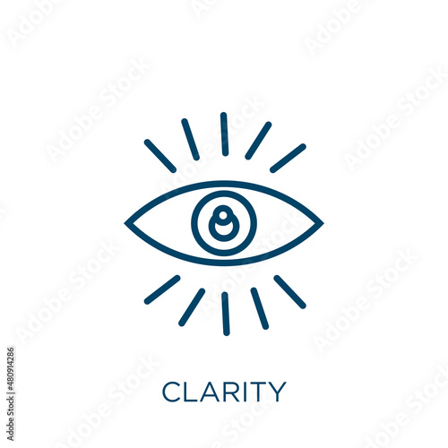 clarity icon. Thin linear clarity, simple, light outline icon isolated on white background. Line vector clarity sign, symbol for web and mobile photo