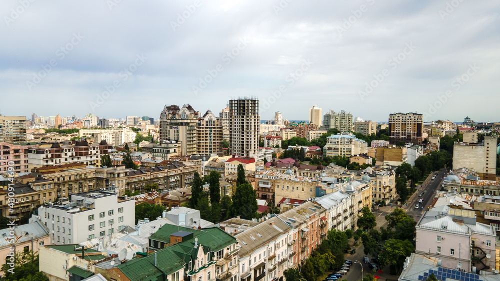 Kiev the capital of Ukraine from a bird's eye view shooting with a drone summer