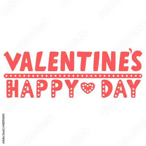Hand drawn lettering Happy Valentines Day with heart. Handwritten calligraphy text. Vector doodle sketch illustration isolated on white background.