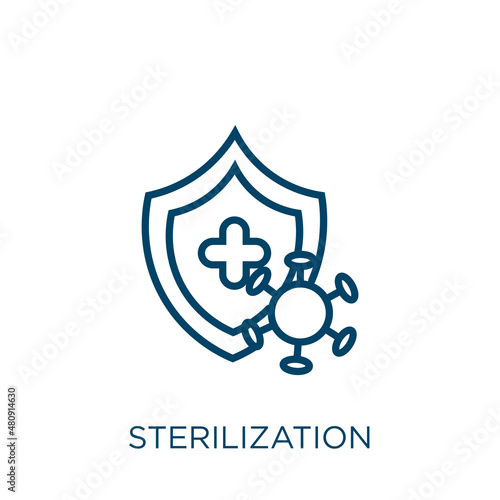 sterilization icon. Thin linear sterilization, care, health outline icon isolated on white background. Line vector sterilization sign, symbol for web and mobile