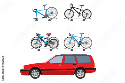 自動車と車載自転車左