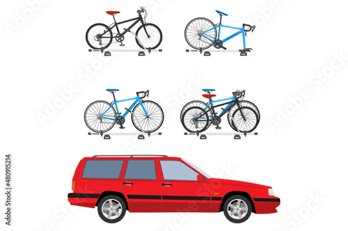 自動車と車載自転車右
