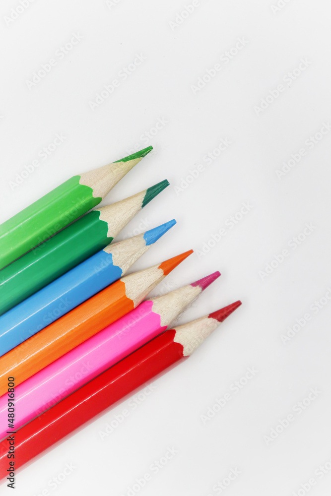 Set of colored pencils isolated on white background Set of colored pencils isolated on white background