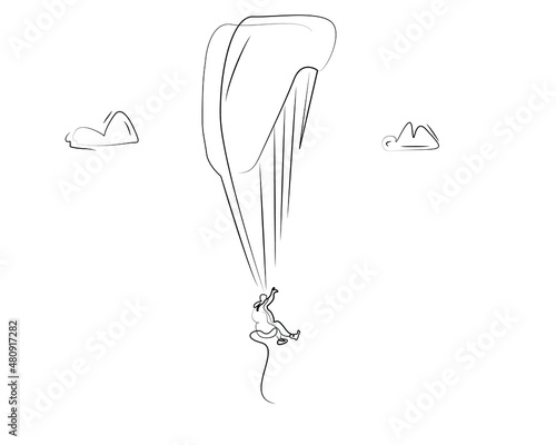 paratrooper flying in the air and nature and clouds web design icon background