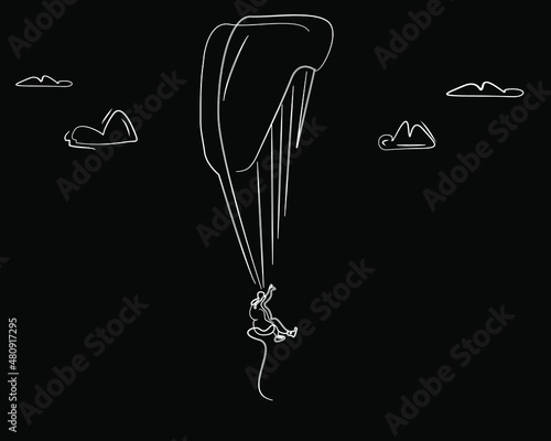 paratrooper flying in the air and nature and clouds web design icon background