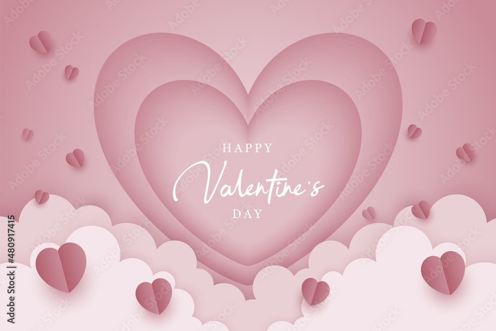 Valentine's day background design in paper style