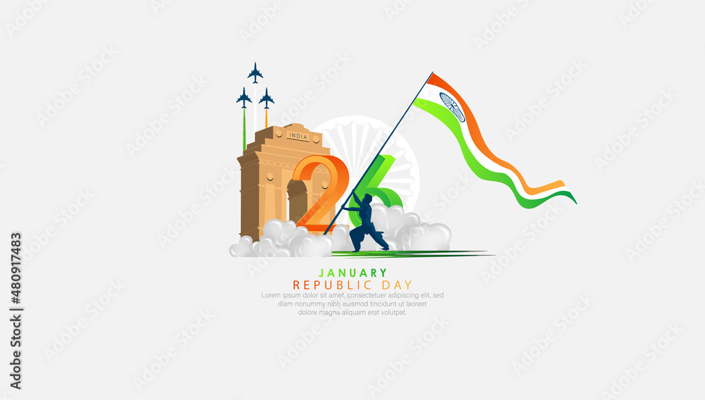 26 January- Happy Republic Day of India celebration. - obrazy, fototapety, plakaty 