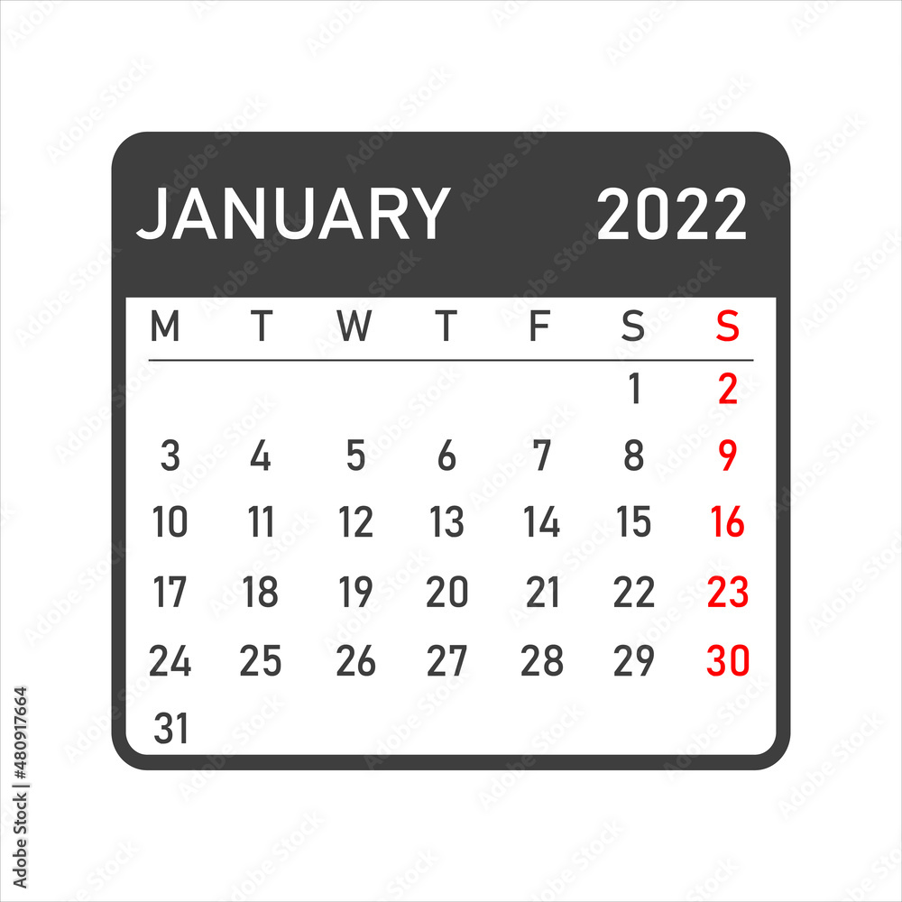 January 2022 Calendar January 2022 Calendar Vector Illustration Wall Desk Calendar Vector 1561